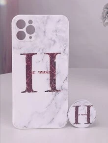 Letter Graphic Phone Case With Stand-Out Phone Grip - Multicolor - View 6