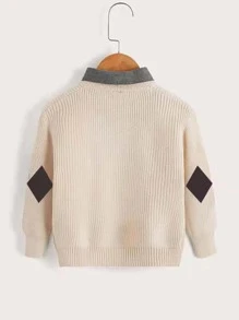 Áo len cho bé trai tập đi Hình học Giải trí - Màu be - Xem 2