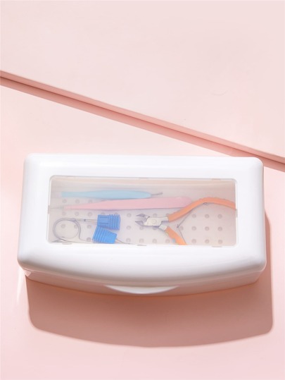 RANCAI 1 Pc Nail Tool Sterilizer Box, Plastic Sterilizing Tray, Plastic Clean Sterilizing Box Storage Organizer For Nail, Tweezers, Eyelash Extensions, Hair Salon, Spa & Cutter Manicure Equipment
