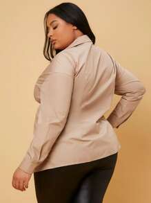 SHEIN Maternity Plus Button Front Cut Out Blouse