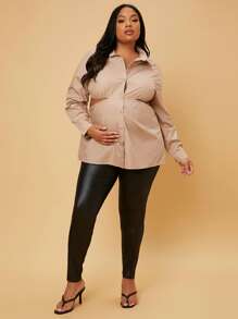 SHEIN Maternity Plus Button Front Cut Out Blouse