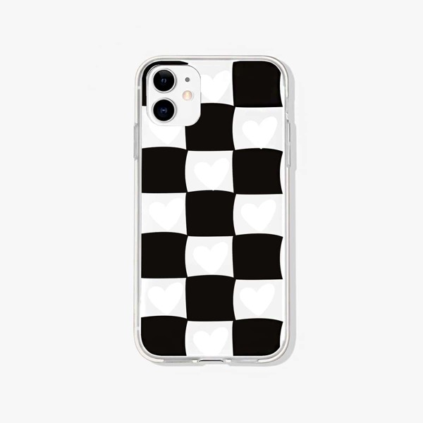 

Checkered Phone Case, Black and white