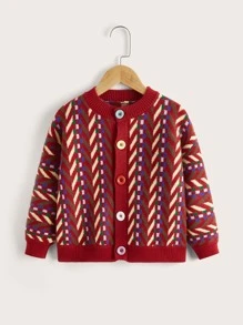Toddler Girls Geo And Chevron Pattern Cardigan