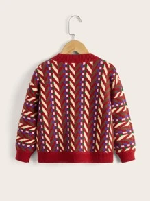 Toddler Girls Geo And Chevron Pattern Cardigan
