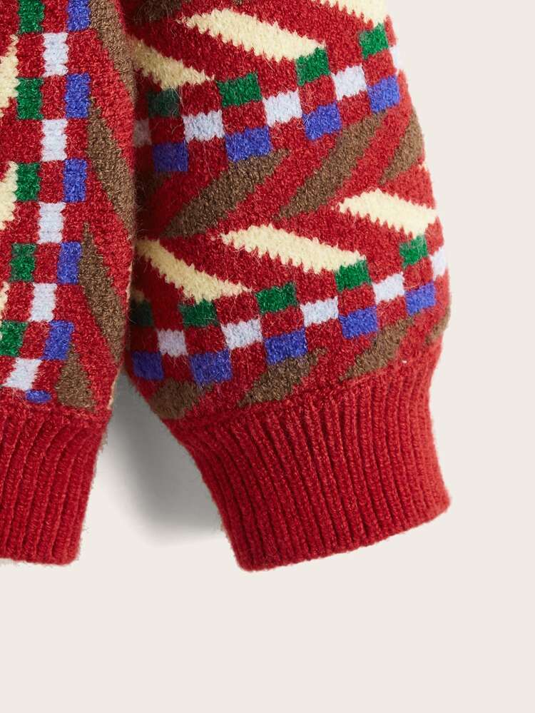 Toddler Girls Geo And Chevron Pattern Cardigan