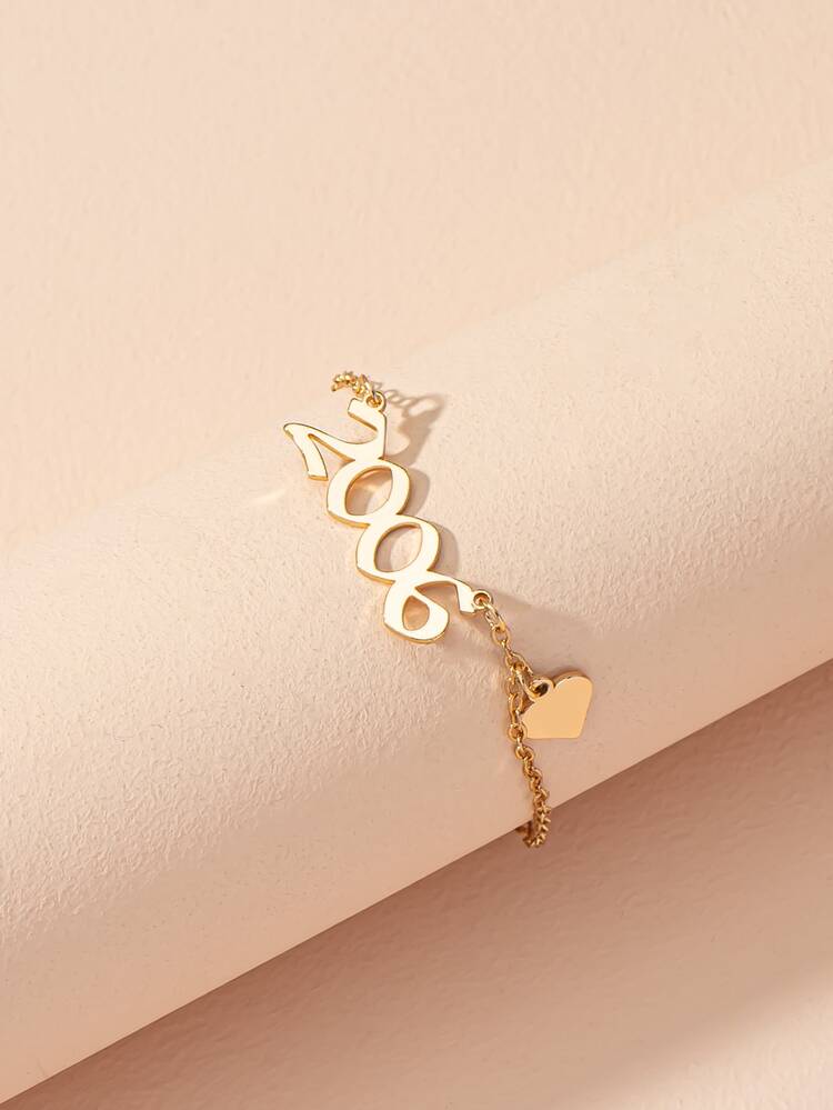 Year Number Decor Bracelet - Yellow Gold - View 2