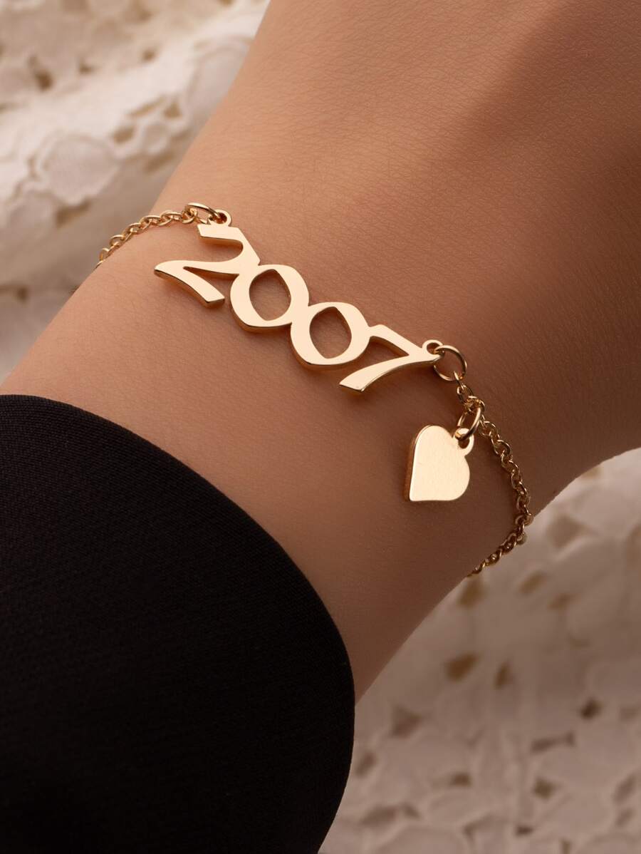 年號裝飾手鍊 - 金黃色 - 查看 1