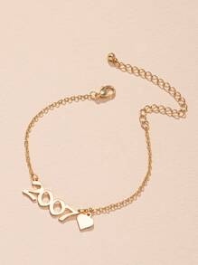 年號裝飾手鍊 - 金黃色 - 查看 3