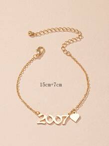 年號裝飾手鍊 - 金黃色 - 查看 4