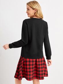 en contraste de guingán Camiseta & Falda amplia - Multicolor - Ver 2