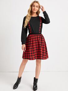 en contraste de guingán Camiseta & Falda amplia - Multicolor - Ver 5
