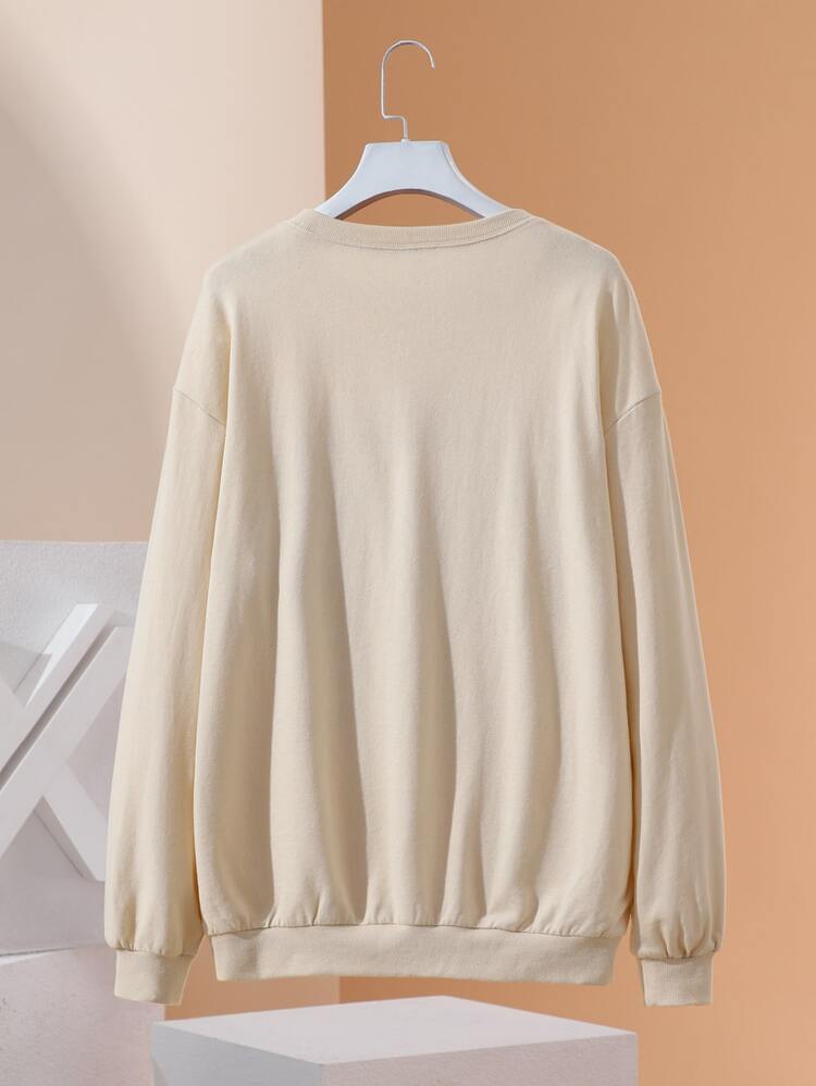 Caitlin Jane Drop Shoulder Cartoon Print Pullover - Apricot - View 2