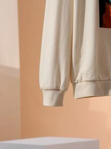 Caitlin Jane Drop Shoulder Cartoon Print Pullover - Apricot - View 5