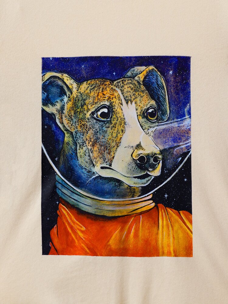 Caitlin Jane Drop Shoulder Cartoon Print Pullover - Apricot - View 6