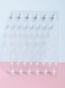 1sheet Glitter Star Pattern Nail Art Sticker - Silver - View 2
