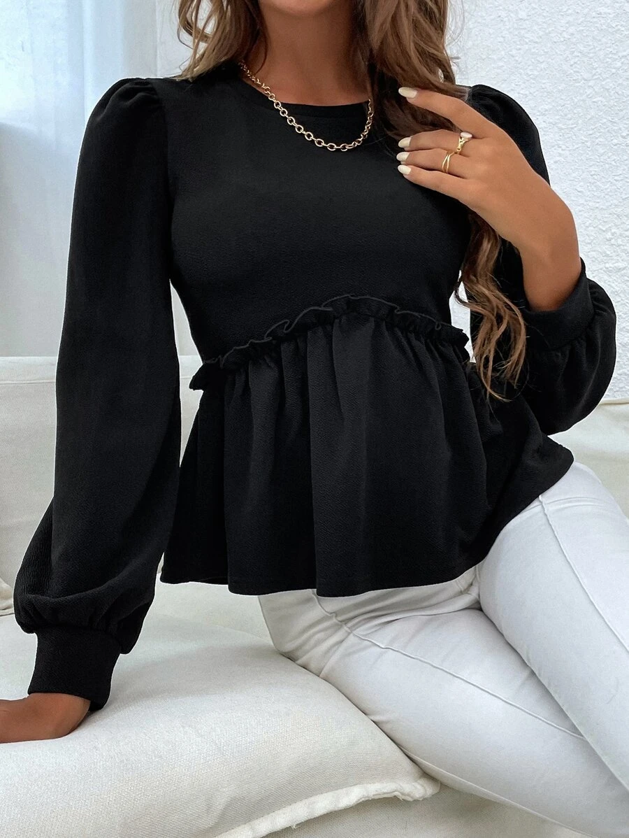 SHEIN Frenchy Top de manga farol bajo con fruncido