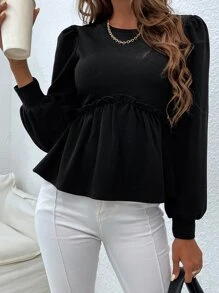 SHEIN Frenchy Top de manga farol bajo con fruncido
