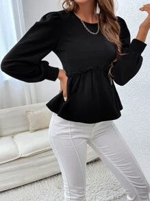 SHEIN Frenchy Top de manga farol bajo con fruncido