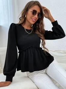 SHEIN Frenchy Top de manga farol bajo con fruncido