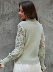 Modelyn 網眼針織荷葉袖套頭毛衣