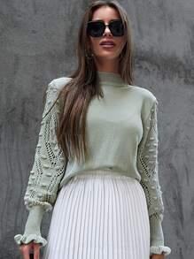 Modelyn 網眼針織荷葉袖套頭毛衣