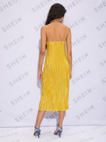SHEIN Belle Đầm màu trơn Hấp dẫn - Màu vàng - Xem 2