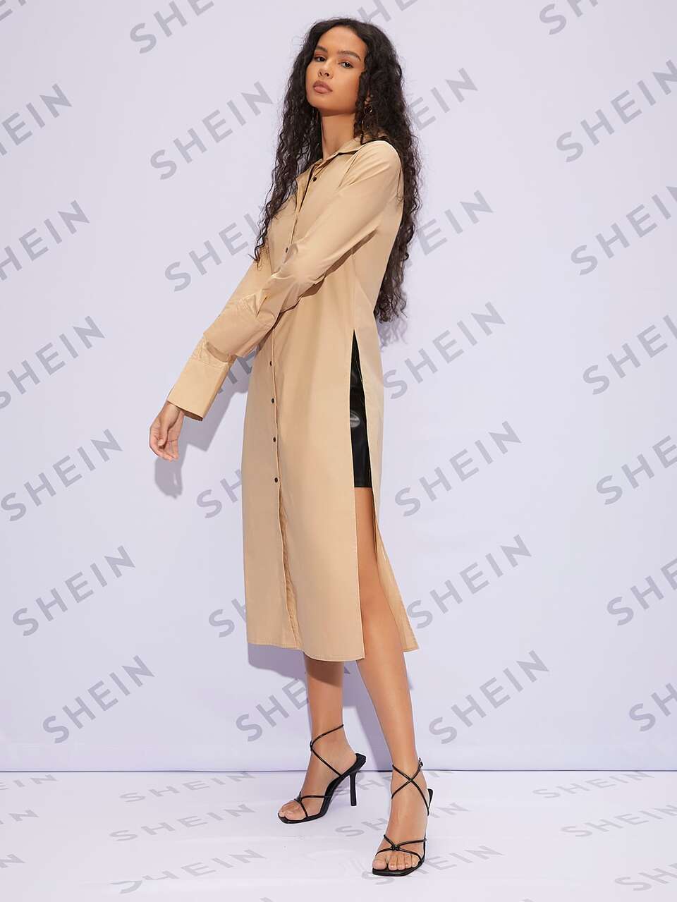 High Split Side Longline Shirt Without Cami