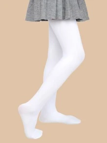 Girls Thick Solid Color Thermal Lined Leggings, Warm Stirrup Tights, Dance Stockings - White - View 2