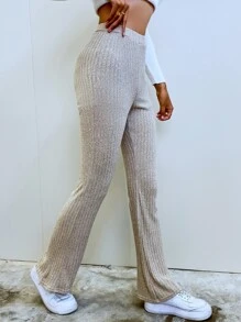 Muchica Pantalones unicolor tejido de canalé