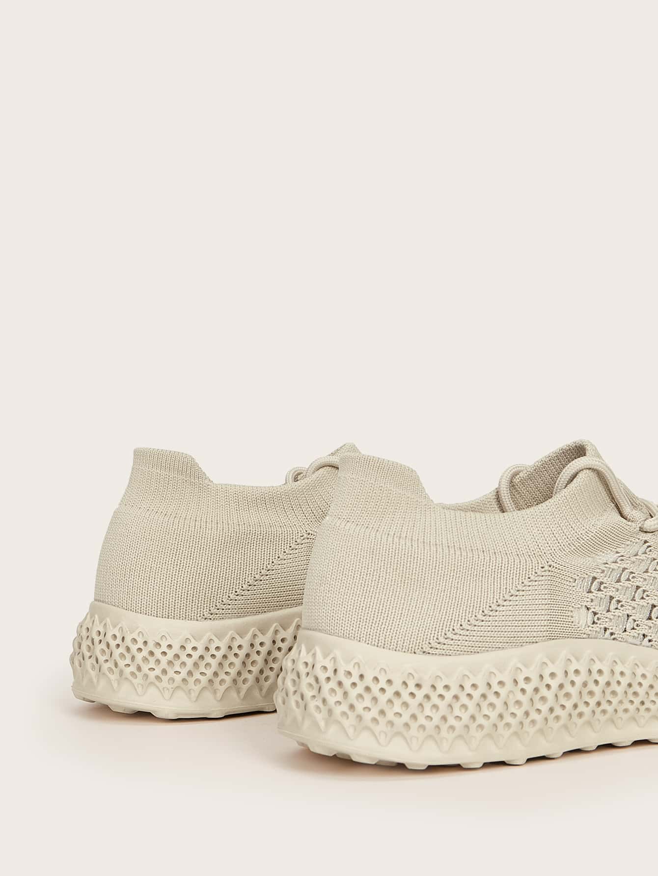 Cuccoo Quilted Knit Lace-up Running Shoes - Apricot - View 5