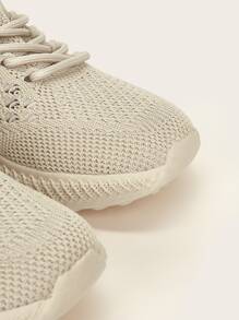 Cuccoo Quilted Knit Lace-up Running Shoes - Apricot - View 4