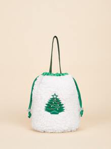 SHEIN Bolsa de regalo con bordado de árbol de Navidad - Multicolor - Ver 1