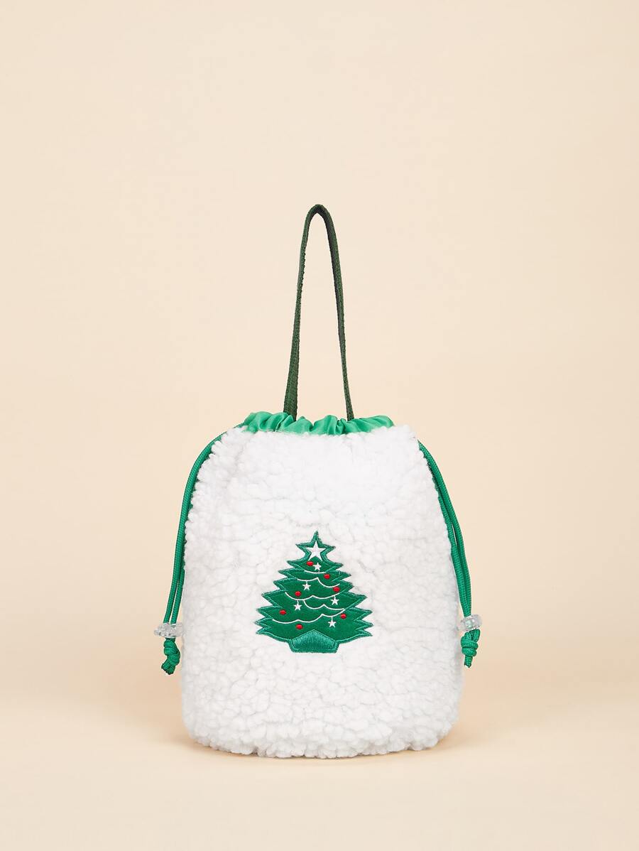 SHEIN Bolsa de regalo con bordado de árbol de Navidad - Multicolor - Ver 1