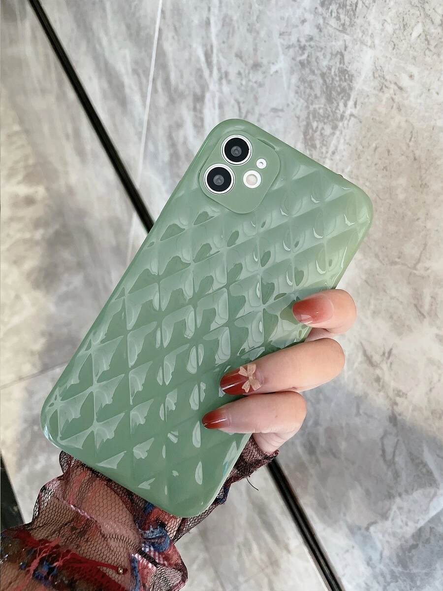 Vỏ điện thoại họa tiết kim cương - màu xanh lá - Xem 1