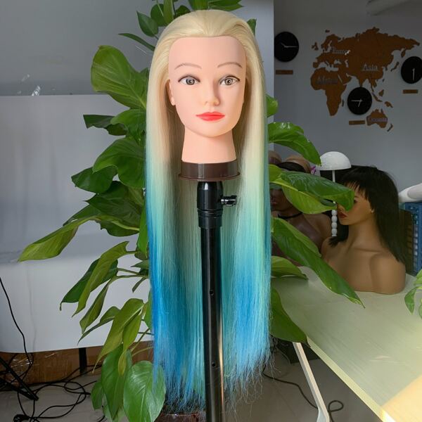 

Mannequin Head With Long Straight Wig, Blue
