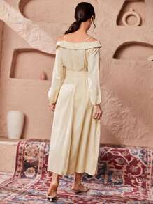 Mulvari 挖肩腰帶A字洋裝 - 卡其色 - 查看 2