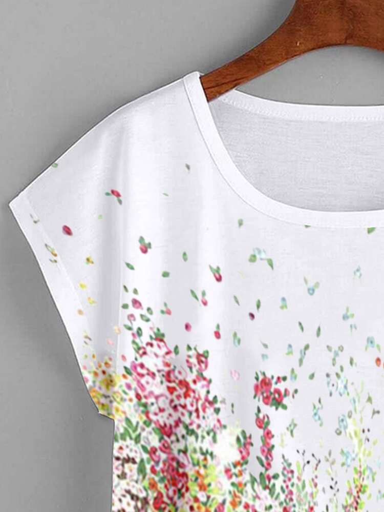 SHEIN LUNE 大碼印花蝙蝠袖T恤 - 彩色 - 查看 4