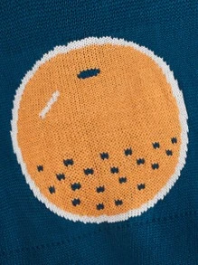 大碼水果樣式落肩袖套頭毛衣