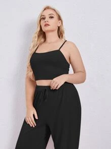 Plus Tie Waist Sleep Trousers - Black - View 5