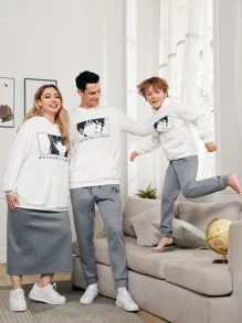 SHEIN Boys 1pc Letter Graphic Knot Front Sweatpants