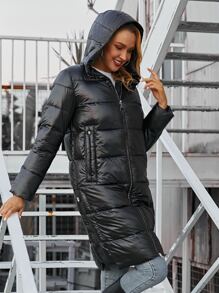 ZIAI Fashion Women Waterproof Shiny Skiwear Winter Hooded Long Padded Coat