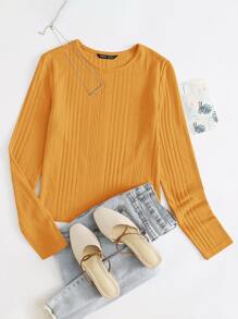 SHEIN EZwear Camiseta ajustada unicolor - Amarillo - Ver 1