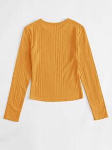 SHEIN EZwear Camiseta ajustada unicolor - Amarillo - Ver 2