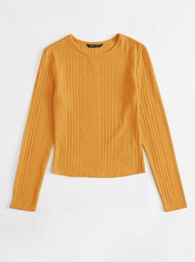 SHEIN EZwear Camiseta ajustada unicolor - Amarillo - Ver 3