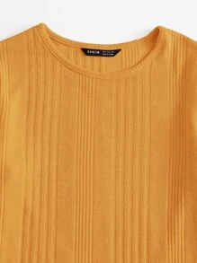 SHEIN EZwear Camiseta ajustada unicolor - Amarillo - Ver 5