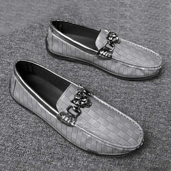 

Men Metal Decor Loafers, Grey