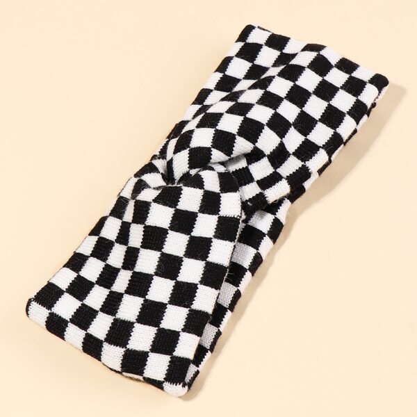 

Повязка на голову в клетку, Черный и белый