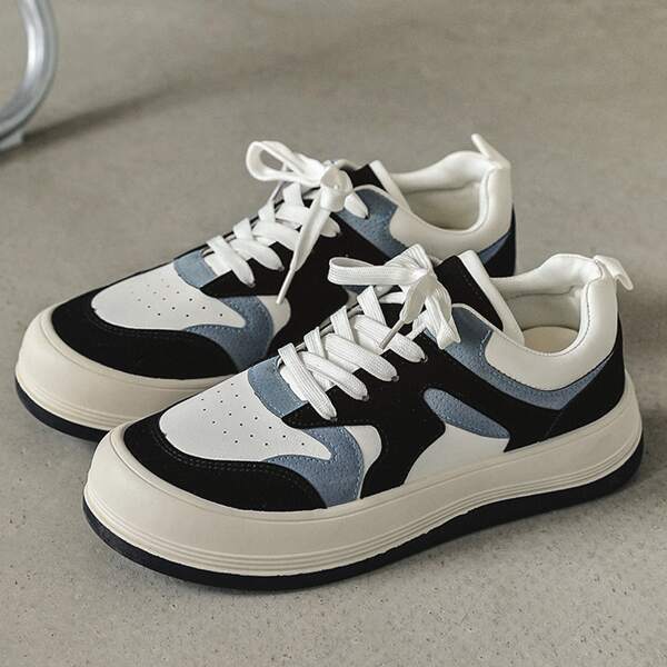 

Men Colorblock Lace-up Front Skate Shoes, Multicolor