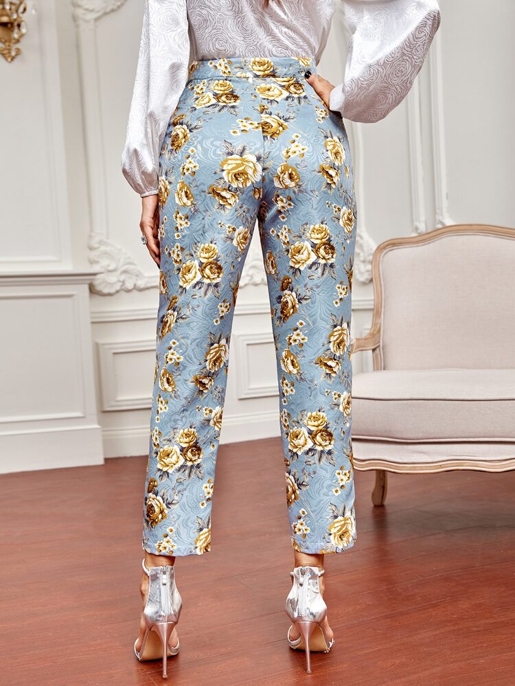 Modelyn High Waist Floral Print Pants - Multicolor - View 2