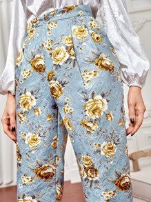Modelyn High Waist Floral Print Trousers - Multicolor - View 3
